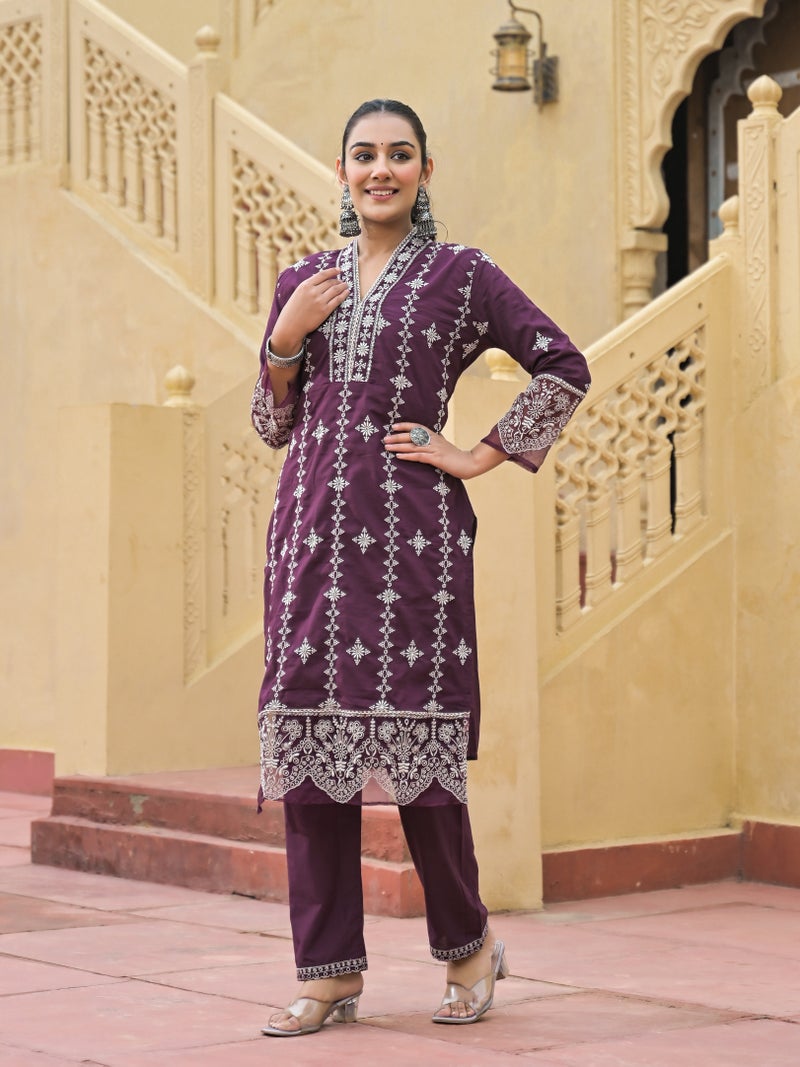 Shifory Wine 3-Piece Ethnic Wear Set for Women - Image 3